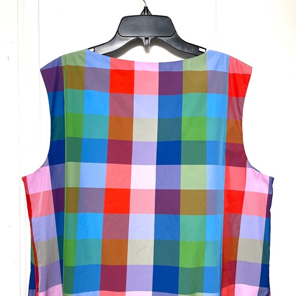 Kate Spade Madras Taffeta Shift Dress Blue Multicolor Size XXL - Picture 9 of 14